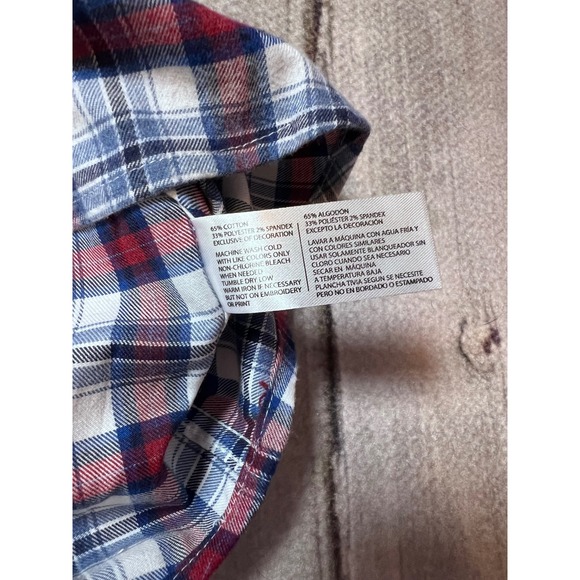 U.S. Polo Assn. Button Down Shirt Mens 2XL White Red Blue Plaid Stretch - Picture 8 of 9